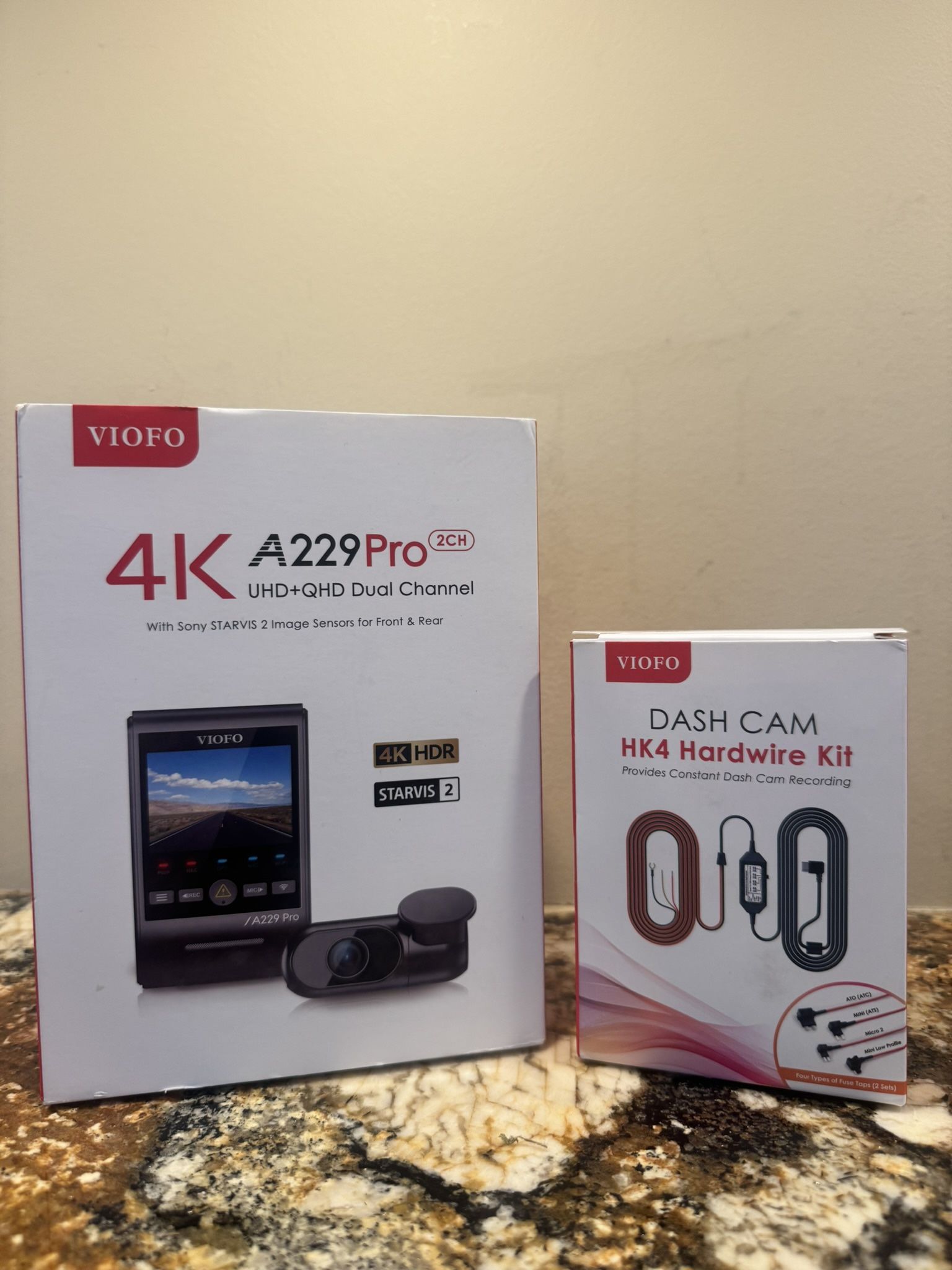 VIOFO A229 Pro 4K 2CH Dashcam + HK4 Hardwire Kit