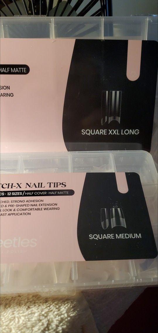 NEW* NAIL TIPS (2 BOXES)  SQUARE MEDIUM & SQUARE XXL LONG)