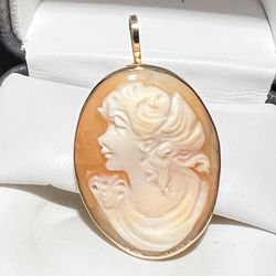 BEAUTIFUL VINTAGE CAMEO PURE 14K GOLD FOR SALE 