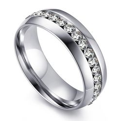 Titanium And White Sapphire Unisex Wedding Band 