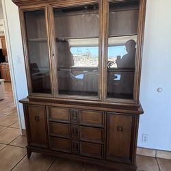 Vintage Wooden China Cabinet 