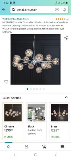MEEROSEE Sputnik Chandeliers Modern Bubble Glass Chandelier Pendant Lighting Chrome Wired Aluminum 12-Light Fixture W37.4 for Dining Room Living Islan