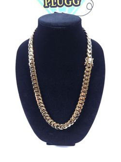 Gold Chain Cuban Link 14mm 24" / 26" *Quality Piece* Gold Plated w 14k