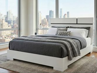 Cama Moderna de Plataforma – Disponible en Blanco y Negro Nueva