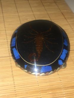 Silver And Lapis & REAL SCORPION Belt Buckle