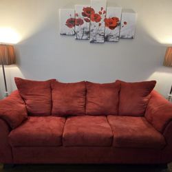 Red sofa & loveseat 
Moving Sale! 
