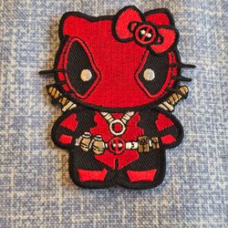 Hello Kitty Deadpool Embroidered Iron-On Patch
