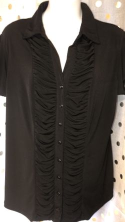 Size XL silky black Dress Barn button down shirt with a collar