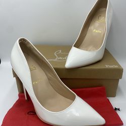 Women’s All White Red Bottom heels