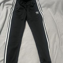 Adidas Kids Black Joggers with White Stripes