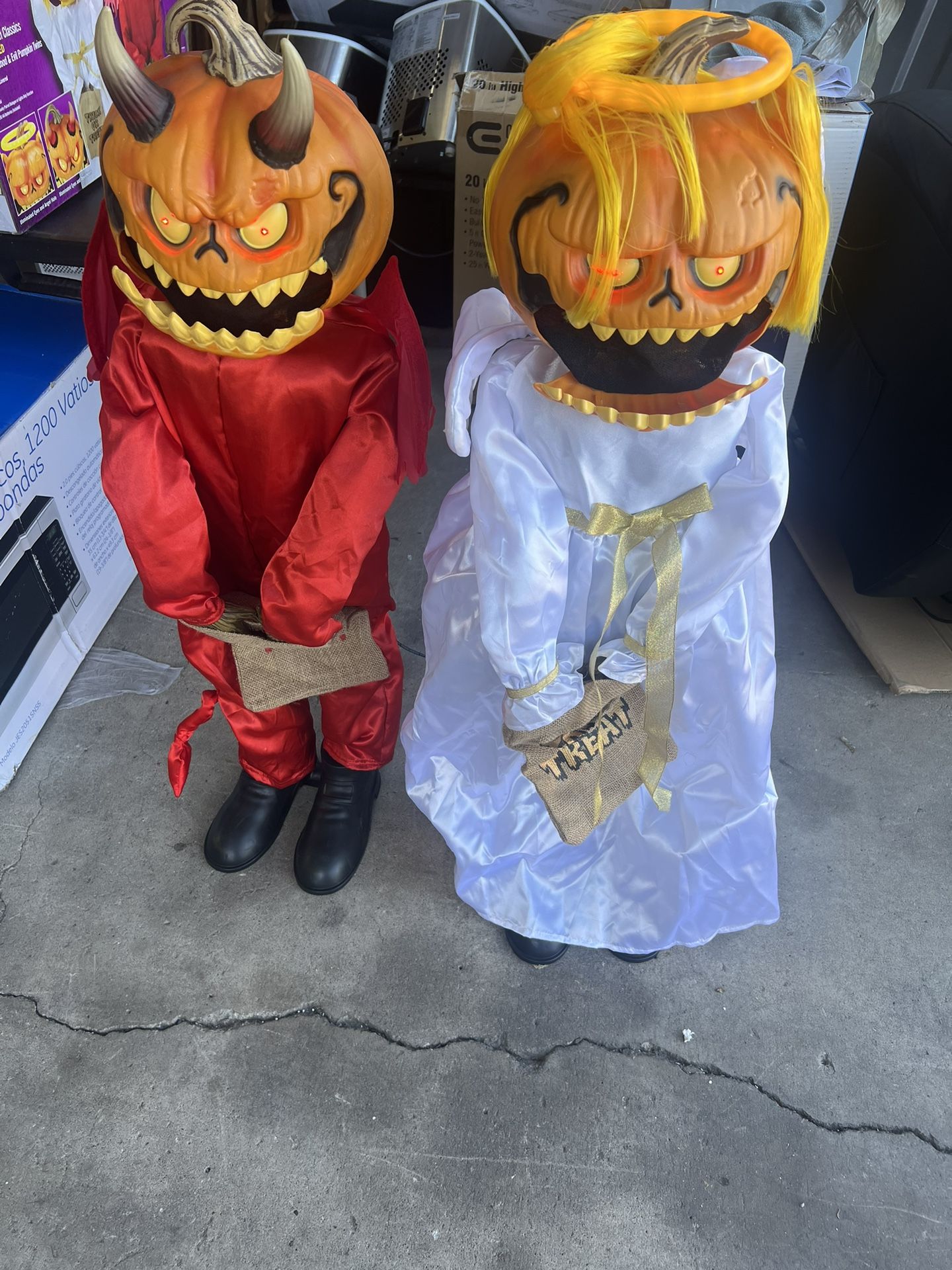 Home Accents Holiday 3 ft. Animated LED Interactive Devil Pumpkin Twins