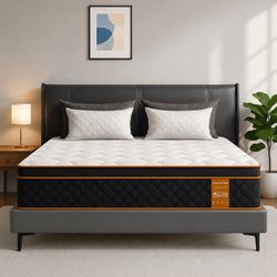 14 inch Queen Mattress in a Box, Gel Memory Foam and Pocket Spring, Hybrid Medium Comfort, Pressure Relief & Motion Isolation