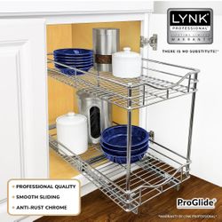 LYNK PROFESSIONAL® Pull Out Cabinet Organizer - 11" x 21" - Slide Out Drawer for Kitchen Cabinets - Sliding Pantry Shelves - Roll Out Shelf for Pots, 