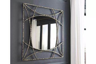 BRAND NEW modern accent mirror in gold and black