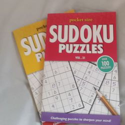 2 Sudoku Pocket Puzzle Books Brand New