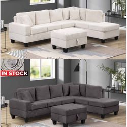 Sectional With Ottoman Available For Fast Delivery 