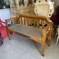 Solid Wood Bench Fabric Can Be Change 