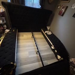 BRAND BOX QUEEN BOX SPRING WITH USED BED FRAME