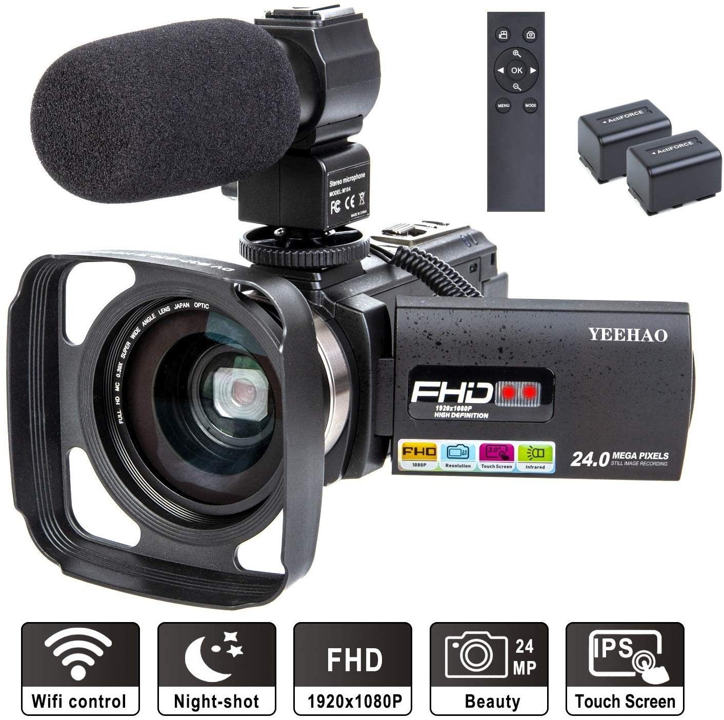 Camcorder Video Camera WiFi HD 1080P 24MP