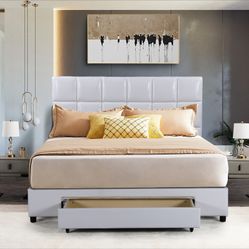 Queen Bed With Storage Drawer... Cama Queen Con Gaveta De Almacenamiento 