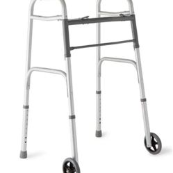 Medline 2-button folding walker with 5" casters