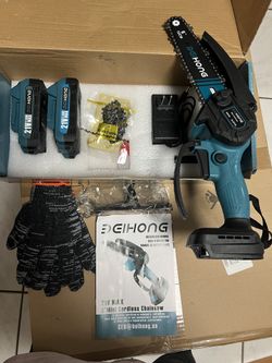 BEI & HONG Mini Chainsaw Cordless 6-Inch with 2 Battery, Mini Power Chain Saw with Security Lock, Ha