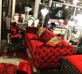 Red Tufted Sofa $1699