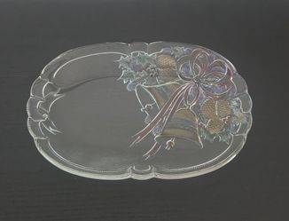Mikasa Festive Bells Oblong Crystal Christmas Serving Platter
