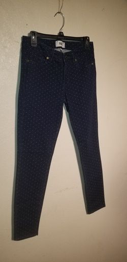 Paige Women's Verdugo Ankle Distresed  Denim Jeans S 27 Dark Blue Geometric Pat