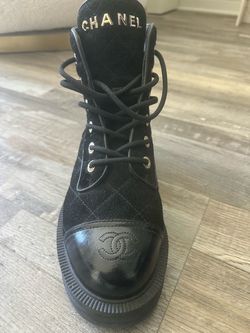 Chanel suede combat boots