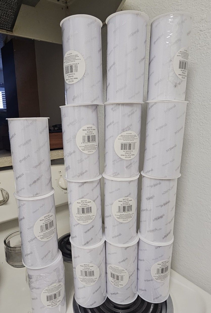 15 50yds of white tulle for $20 total