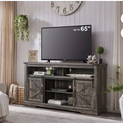 OKD Farmhouse TV Stand for TVs up to 70", Rustic Console Entertainment Center Television Table with Adjustable Shelf for liveing Room, Dark Rustic Oak