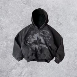Black or Gray vintage zip-up hoodie