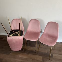 Barbie pink gold modern velvet dining chairs