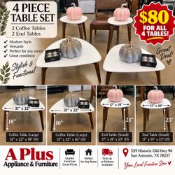 4-Piece Modern Table Set β 2 Coffee & 2 End Tables
