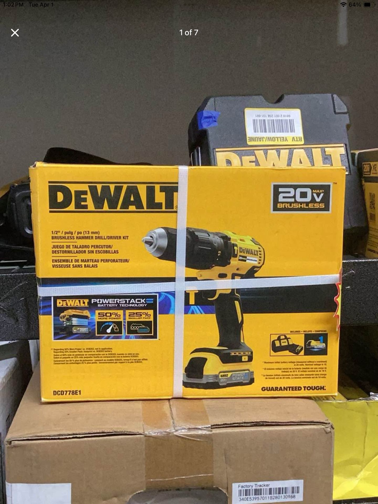 DEWALT POWERSTACK 1/2-in 20-volt max 1.7 -Amp Variable Speed Brushless Cordless Hammer Drill