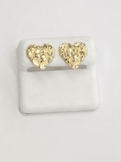 10k Real Gold Heart Nugget Stud Earring