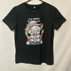 Black Graphic Tee with Fun Grandma Design