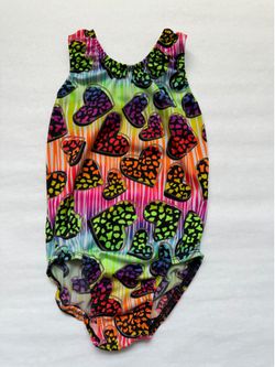 Size 5 / 6 (CS) Rainbow Hearts Gymnastics Leotard