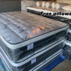 ✨Mattress Pillow Top✨ 🛏️Free 2 pillows 🔸12” inches tall 🔹All sizes  🟠Queen sizes $199 🟡Full sizes $180  🟢Twin sizes $150 🔵Cal king $330 🟣E. Ki