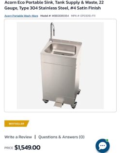 Acorn Eco Portable Sink, Tank Supply & Waste