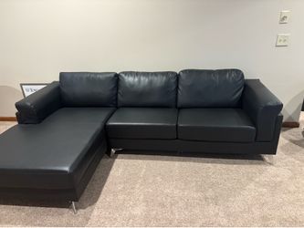 Black Faux Leather Couch