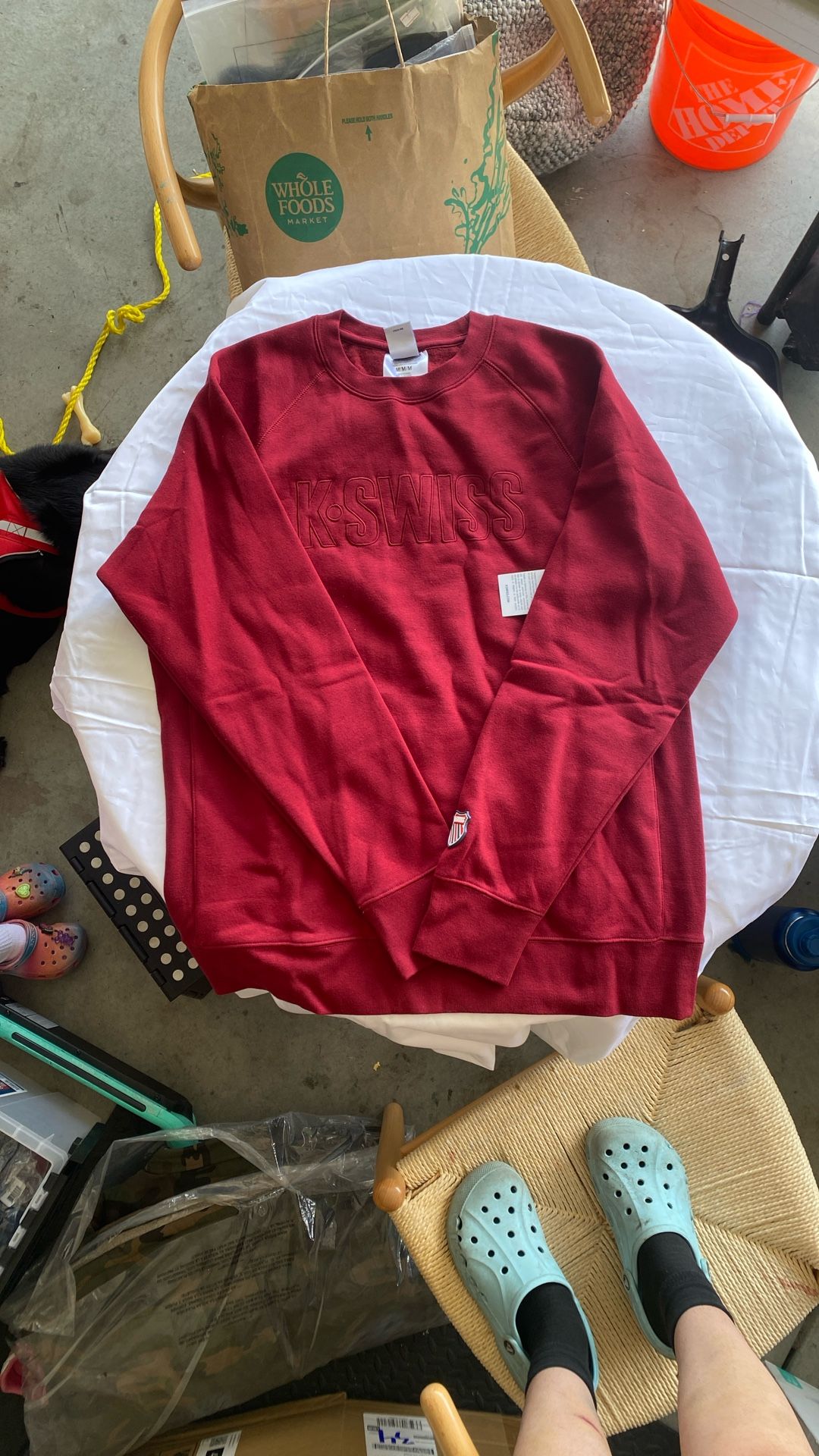 New Red Swiss Fleece Crew Sweater Size M 