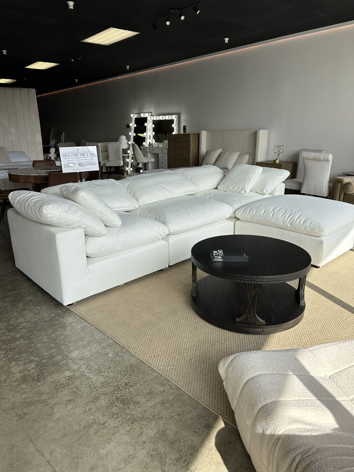 Restoration Hardware Style Cloud Sofa Chaise Sectional With Ottoman