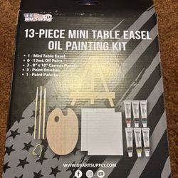 13 Piece Mini Table Easel Oil Painting Kit