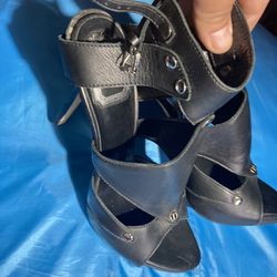 Christian Dior Extreme Gladiator Heels Sandals Black Leather Size 8 RARE