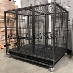 Dog Pet Cage Kennel Size 50” XL With Plastic Floor Grid Tray And Wheels New In Box 📦
