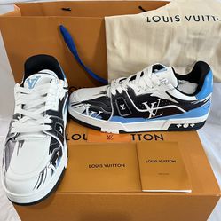 Brand New Authentic Louis Vuitton Trainer #54 Graphic Print Blue/White  Sneakers (Size: Euro 44/Men's 10-11) for Sale in Valley Stream, NY - OfferUp