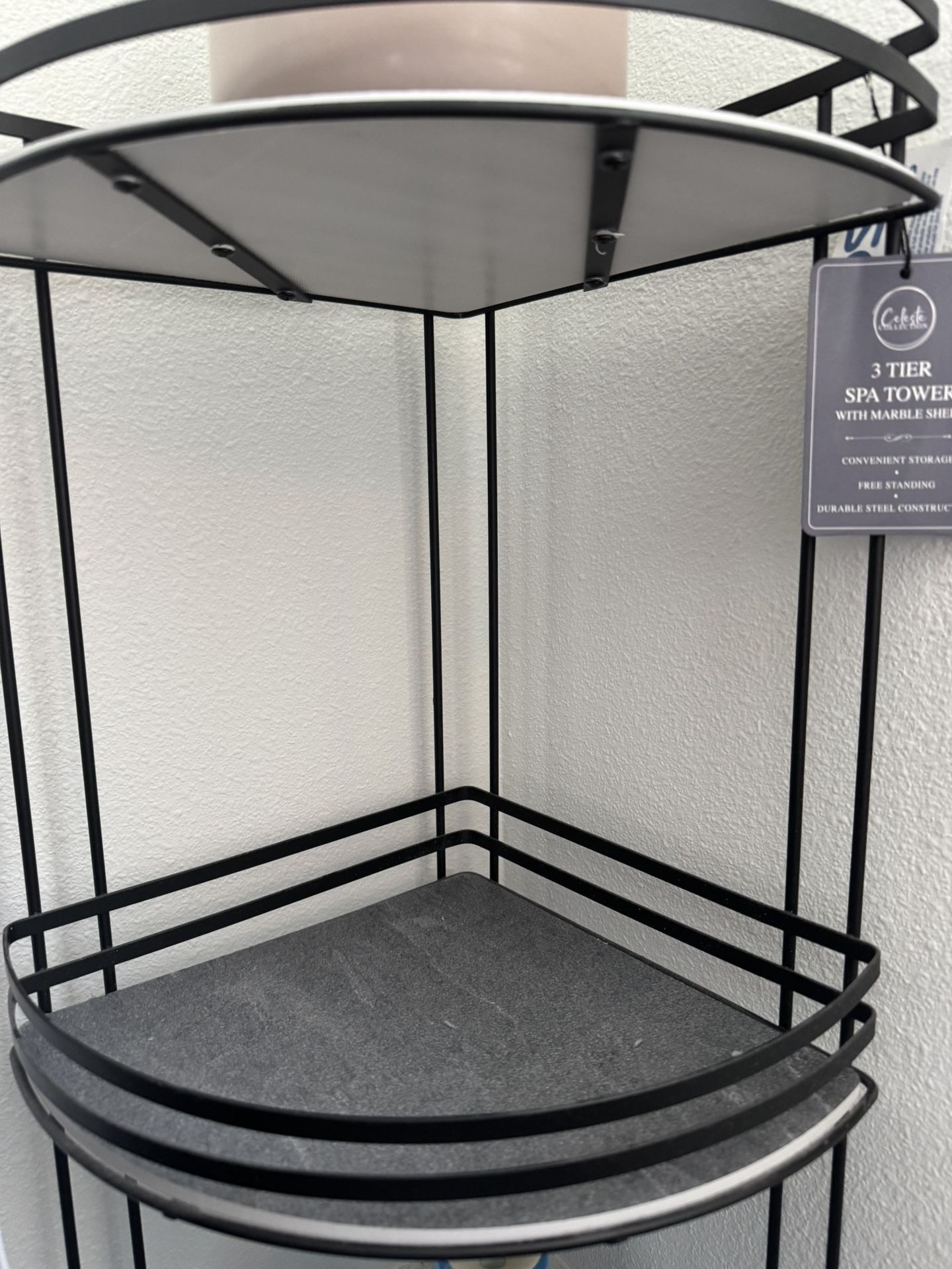 3-Tier Decorative Stand with Marble Shelves