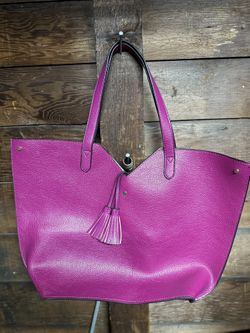 Neiman Marcus Leather Tote Bag Pink With Small Bag Inside